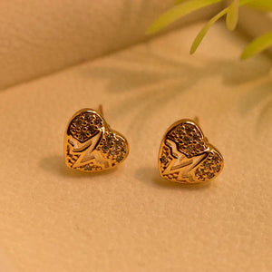 Gorgeous Heart Design Gold Plated Crystal Stones Earrings For Girls/women - Silkaura