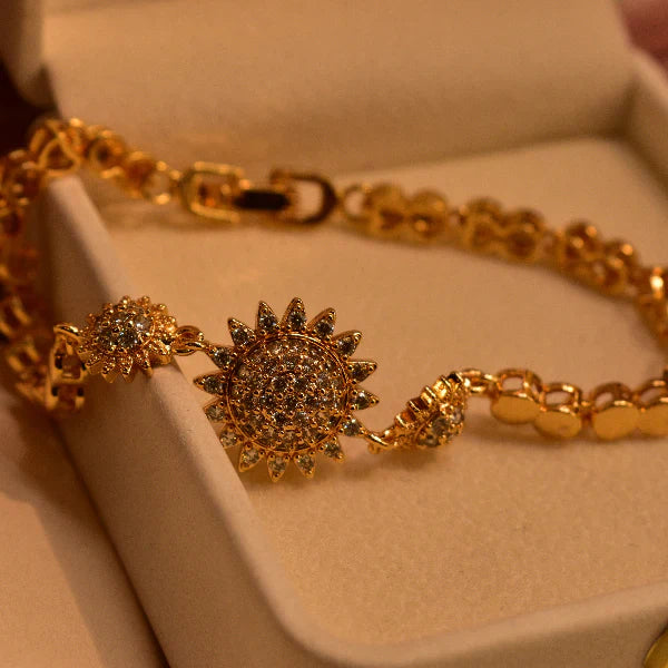 Elegant Unique Design Gold Plated Crystal Stones Bracelet for Girls/Women - Silkaura